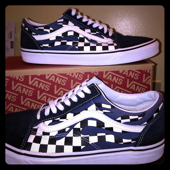 blue and purple flame vans